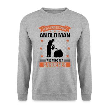 Gärtner Alter Mann Lustiger Spruch Herren Geschenk - Unisex Pullover - Weißgrau meliert - Vorne - Alina (178cm) & Michal (187cm)