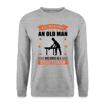 Artisan vieil homme disant cadeau d’homme - Sweat-shirt Unisexe - gris chiné - Devant - Alina (178cm) & Michal (187cm)