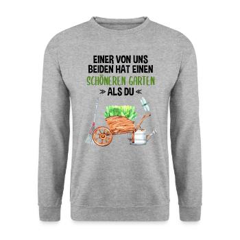 Garten Lustiger Spruch Hobby Gärtner Geschenkidee - Unisex Pullover - Weißgrau meliert - Vorne - Alina (178cm) & Michal (187cm)