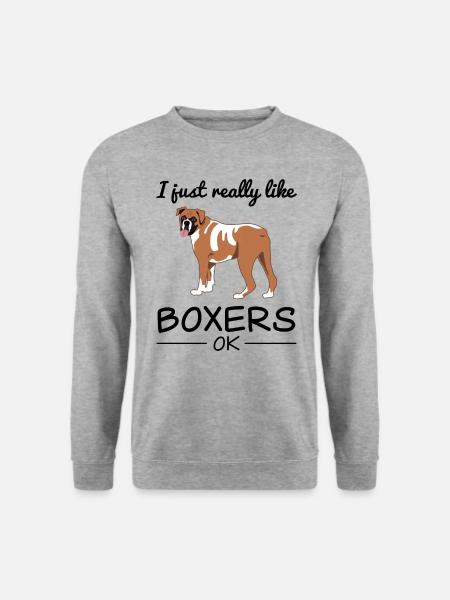 Deutsche Boxer Hund Hundeliebhaber Spruch Geschenk - Unisex Pullover - Weißgrau meliert