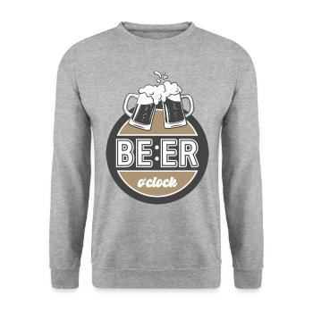 It's a beer o'clock. Retro style design. - Unisex Sweatshirt - salt & pepper - Front - Alina (178cm) & Michal (187cm)