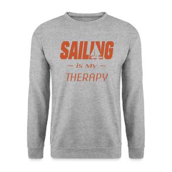 sailing is my therapy - Unisex Pullover - Weißgrau meliert - Vorne - Alina (178cm) & Michal (187cm)