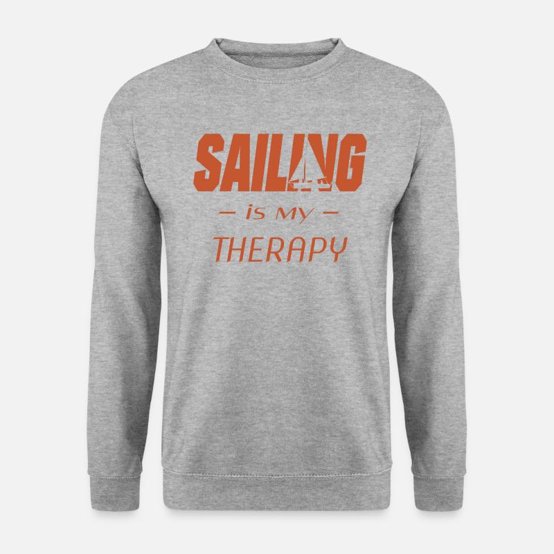 sailing is my therapy - Unisex Pullover - Weißgrau meliert