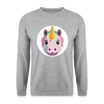 Einhorn - Unisex Pullover - Weißgrau meliert - Vorne - Alina (178cm) & Michal (187cm)