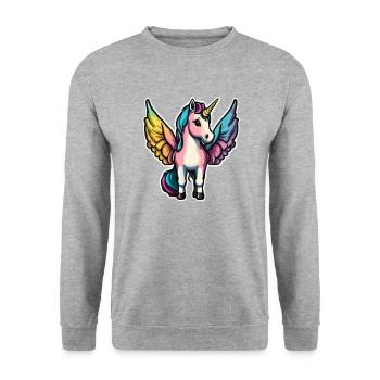 Unicorn with wings - Unisex Sweatshirt - salt & pepper - Front - Alina (178cm) & Michal (187cm)