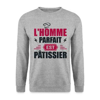 The Perfect Man Is Pastry Chef Pastry Gift - Unisex Sweatshirt - salt & pepper - Front - Alina (178cm) & Michal (187cm)