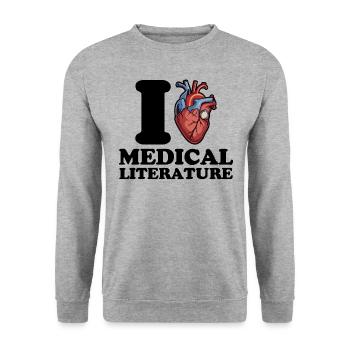 J’adore la littérature médicale - Sweat-shirt Unisexe - gris chiné - Devant - Alina (178cm) & Michal (187cm)