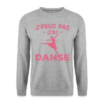 I Can't I Dance - Geschenk für Frauen - Unisex Pullover - Weißgrau meliert - Vorne - Alina (178cm) & Michal (187cm)