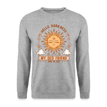 Hello Darkness My Old Friend Solar Eclipse - Unisex Sweatshirt - salt & pepper - Front - Alina (178cm) & Michal (187cm)