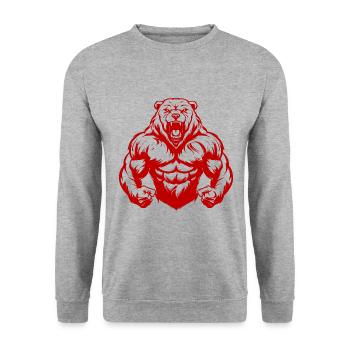 Muscles de l’ours grizzli musculation - Sweat-shirt Unisexe - gris chiné - Devant - Alina (178cm) & Michal (187cm)