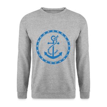 Anker - Anchor - Maritim - Nautik - Unisex Pullover - Weißgrau meliert - Vorne - Alina (178cm) & Michal (187cm)