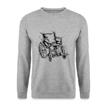 Rollstuhl - Unisex Pullover - Weißgrau meliert - Vorne - Alina (178cm) & Michal (187cm)