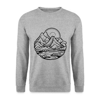 Mountains Landscape - Unisex Sweatshirt - salt & pepper - Front - Alina (178cm) & Michal (187cm)