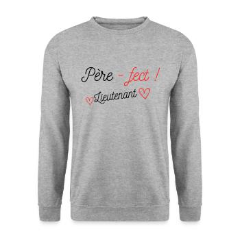Père-fect ! Lieutenant - Sweat-shirt Unisexe - gris chiné - Devant - Alina (178cm) & Michal (187cm)