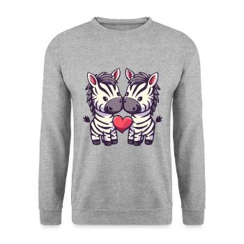 Couple de zèbres Couple d’amour Couple amoureux - Sweat-shirt Unisexe - gris chiné - Devant - Alina (178cm) & Michal (187cm)
