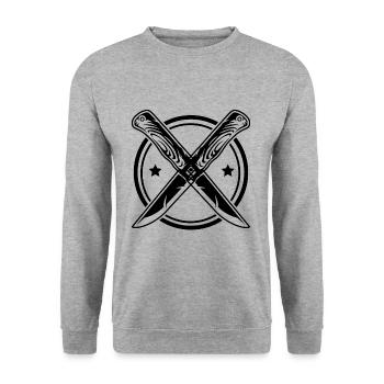 Knife - Unisex Sweatshirt - salt & pepper - Front - Alina (178cm) & Michal (187cm)