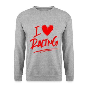 Ich liebe Rennen - Unisex Pullover - Weißgrau meliert - Vorne - Alina (178cm) & Michal (187cm)