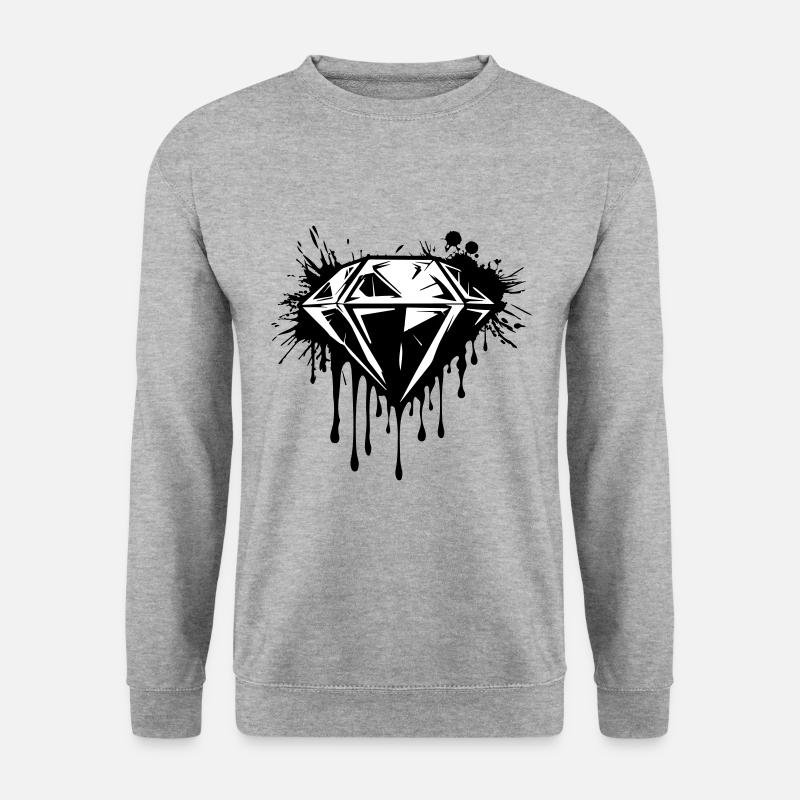 Diamant Edelstein - Unisex Pullover - Weißgrau meliert