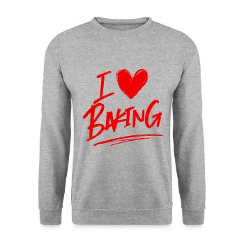 I love baking - Unisex Sweatshirt - salt & pepper - Front - Alina (178cm) & Michal (187cm)
