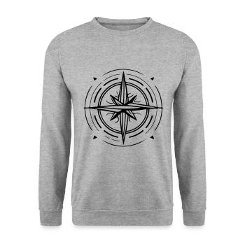 Kompass Symbol Travel - Unisex Pullover - Weißgrau meliert - Vorne - Alina (178cm) & Michal (187cm)