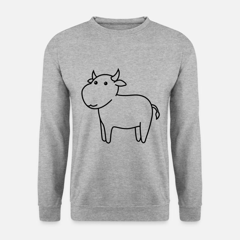 Stier Comic Tier - Unisex Pullover - Weißgrau meliert