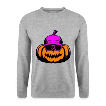 Citrouille Halloween Cool - Sweat-shirt Unisexe - gris chiné - Devant - Alina (178cm) & Michal (187cm)