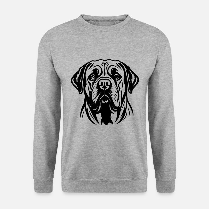 Mastiff Hund Kopf - Unisex Pullover - Weißgrau meliert
