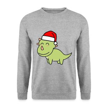 Dinosaure tricératops Noël Noël - Sweat-shirt Unisexe - gris chiné - Devant - Alina (178cm) & Michal (187cm)