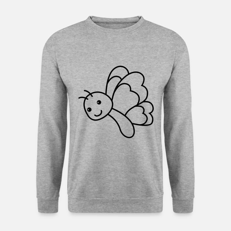 Schmetterling Comic Tier - Unisex Pullover - Weißgrau meliert