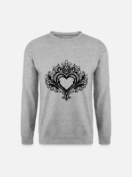 Herz Symbol Krone Liebe - Unisex Pullover - Weißgrau meliert