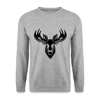Elch Kopf - Unisex Pullover - Weißgrau meliert - Vorne - Alina (178cm) & Michal (187cm)