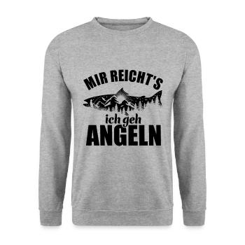 Mir reicht’s ich geh Angeln - Outdoor - Unisex Pullover - Weißgrau meliert - Vorne - Alina (178cm) & Michal (187cm)