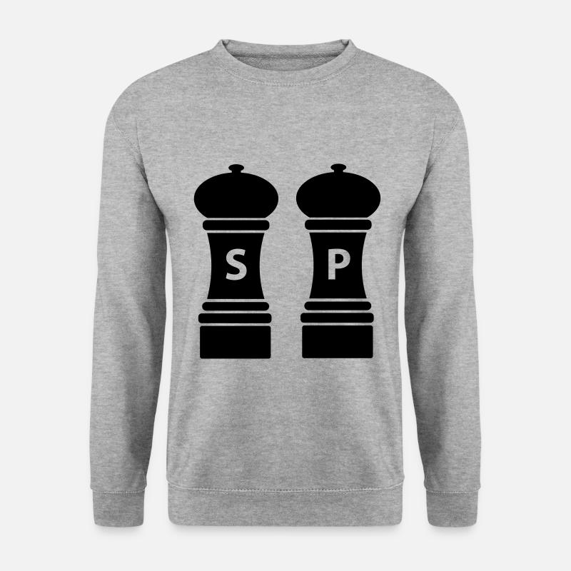 Hobbykoch Geschenkidee Salz und Pfeffer - Unisex Pullover - Weißgrau meliert