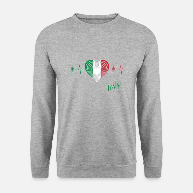 Italien Heart Herzschlag Italy - Unisex Pullover - Weißgrau meliert