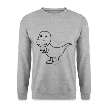 Dinosaur T-Rex Comic - Unisex Sweatshirt - salt & pepper - Front - Alina (178cm) & Michal (187cm)
