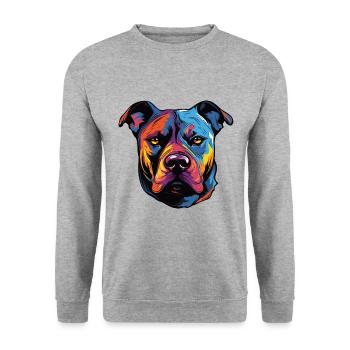Staffordshire Bull Terrier Dog Head - Unisex Sweatshirt - salt & pepper - Front - Alina (178cm) & Michal (187cm)