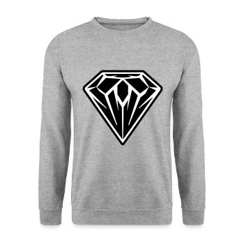 Diamant Symbol Logo - Unisex Pullover - Weißgrau meliert - Vorne - Alina (178cm) & Michal (187cm)
