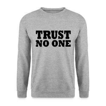 Trust no one - Unisex Sweatshirt - salt & pepper - Front - Alina (178cm) & Michal (187cm)
