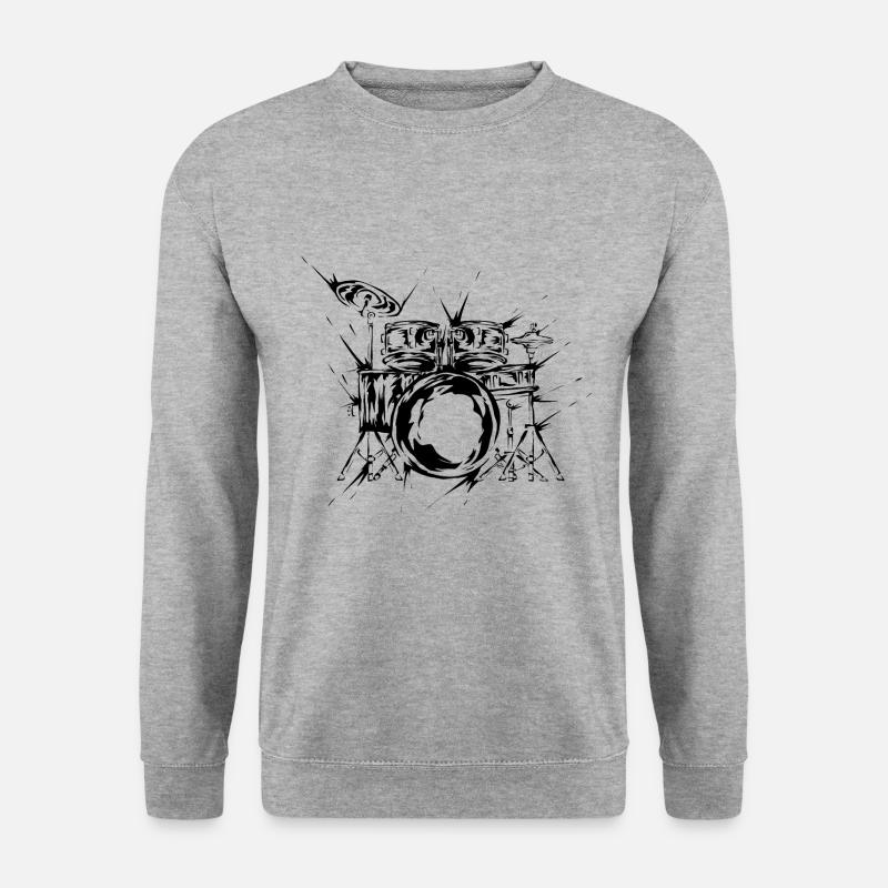 Schlagzeug - Unisex Pullover - Weißgrau meliert