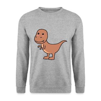 Dinosaure T-Rex Comic - Sweat-shirt Unisexe - gris chiné - Devant - Alina (178cm) & Michal (187cm)
