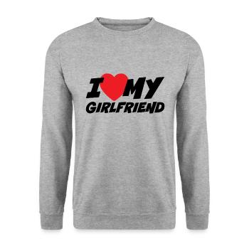I Love my Girlfriend - Unisex Sweatshirt - salt & pepper - Front - Alina (178cm) & Michal (187cm)
