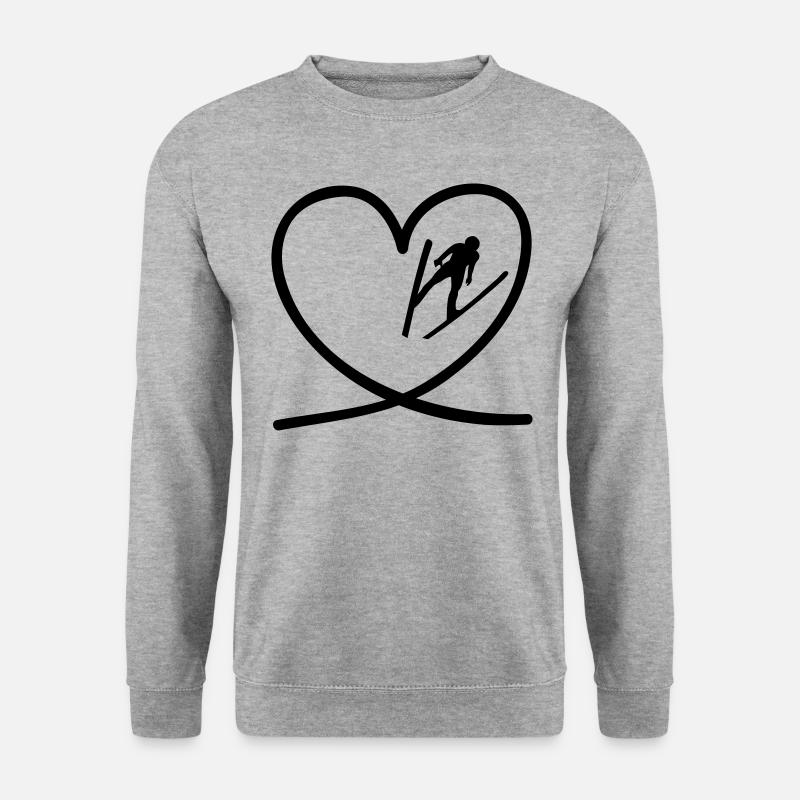 I love Skispringen - Unisex Pullover - Weißgrau meliert