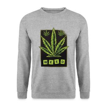 Weed cannabis leaf - Unisex Sweatshirt - salt & pepper - Front - Alina (178cm) & Michal (187cm)