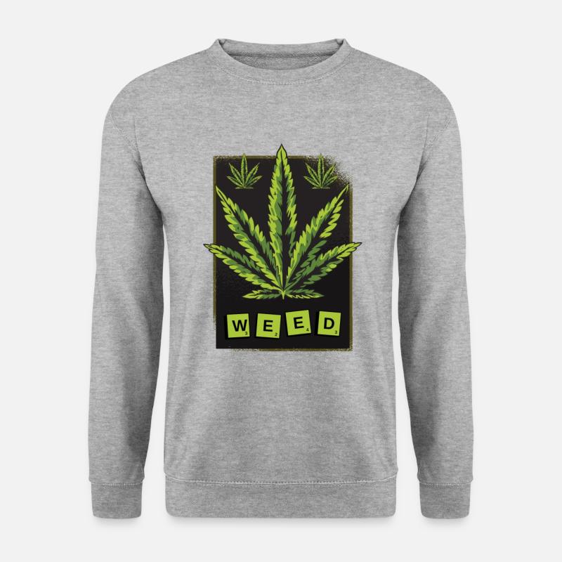Weed Cannabisblatt - Unisex Pullover - Weißgrau meliert