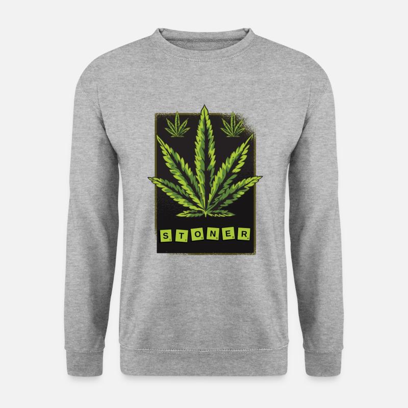 Stoner Cannabisblatt - Unisex Pullover - Weißgrau meliert