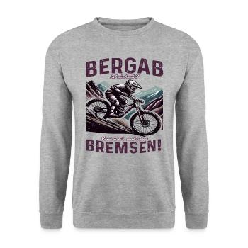 La descente est facile ? Essayez-le sans freins ! - Sweat-shirt Unisexe - gris chiné - Devant - Alina (178cm) & Michal (187cm)
