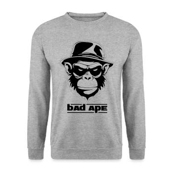 Bad Ape 02 (Black Text) - Unisex Sweatshirt - salt & pepper - Front - Alina (178cm) & Michal (187cm)