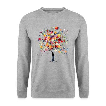 Colorful fruit tree in magical light - Unisex Sweatshirt - salt & pepper - Front - Alina (178cm) & Michal (187cm)