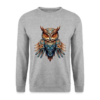 Cool Night Owl - Unisex Pullover - Weißgrau meliert - Vorne - Alina (178cm) & Michal (187cm)
