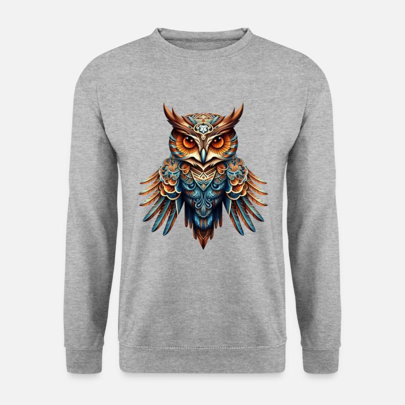 Cool Night Owl - Unisex Pullover - Weißgrau meliert